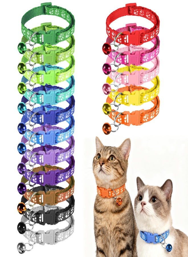 Zelphvt Breakaway Cat Collars with Bells, 16 PCS Breakaway Cat Collars Reflective Safety Kitten Collar Adjustable for Cats Small Dogs, Mixed Colors - Image 1